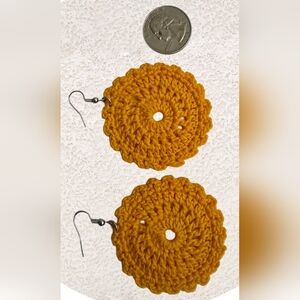 Handcrafted Mustard Mini Mandala Crochet Earrings